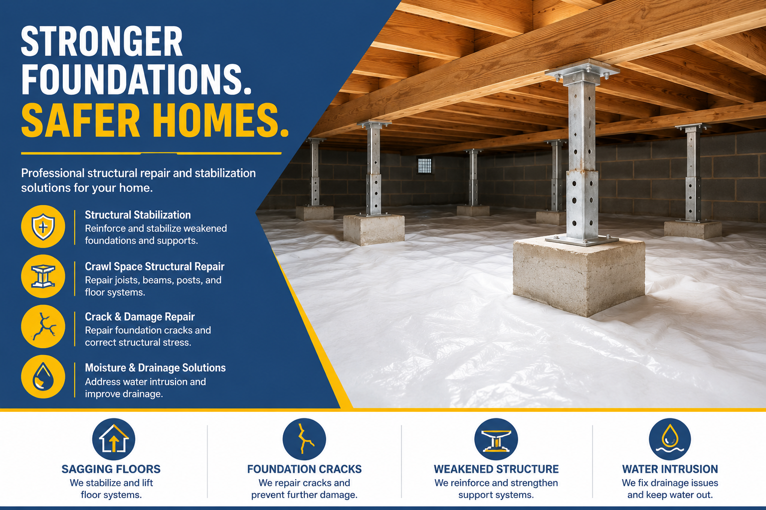 Structural stabilization and crawl space repair services in Winder GA
